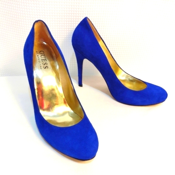 Guess by Marciano Heels Cobalt Blue Suede Shoes Leather True Blue Pumps … - Picture 4 of 13